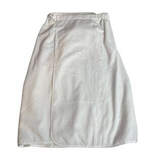 White Plush Terry Bath Wrap Robe Snap‎ Closure Adjustable Spa Shower Beach Towel
